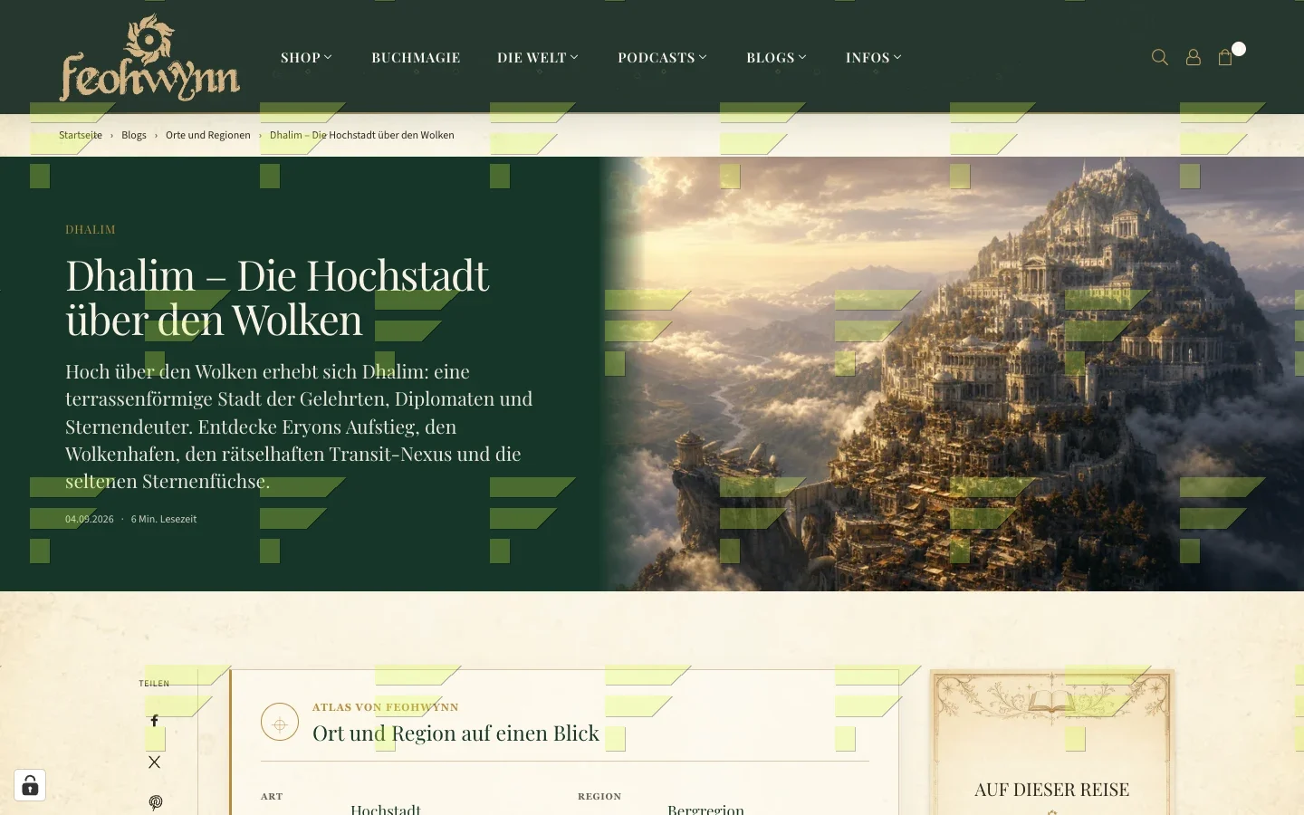 Dhalim-Artikel: gestalteter Einstieg und Ortsinformationen