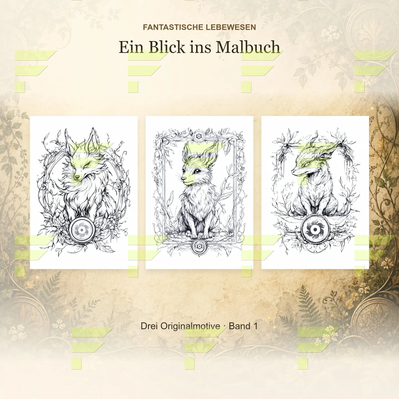 Produktgrafik mit Originalmotiven aus dem Malbuch