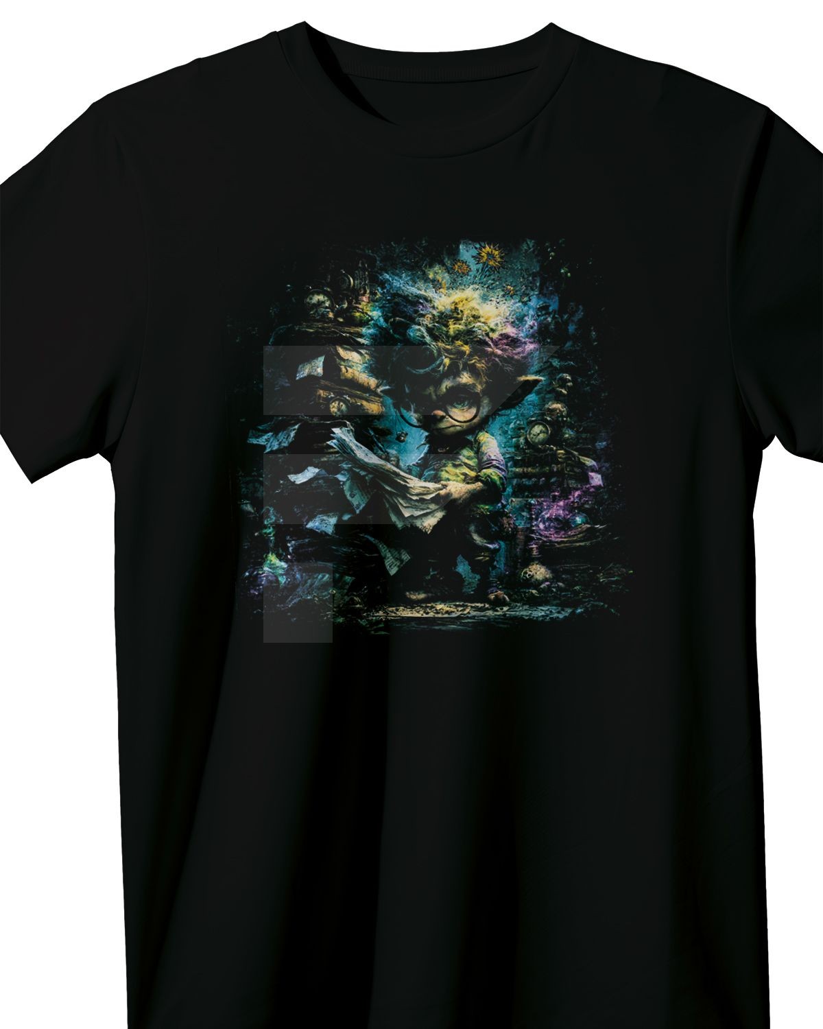 T-Shirt-Gestaltungsvorschau: Fantasiefigur mit Büchern